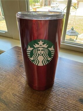 Starbucks Red Metallic Stainless Steel Insulated Tumbler 16oz With Lid 2021